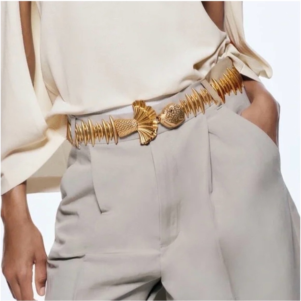 Zara Gold-Tone Fish Motif Stretchy Belt - Picture 2 of 12